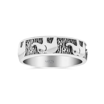 Elephant Filigree Animal Spinner Stylish Oxidized Band Thumb Ring